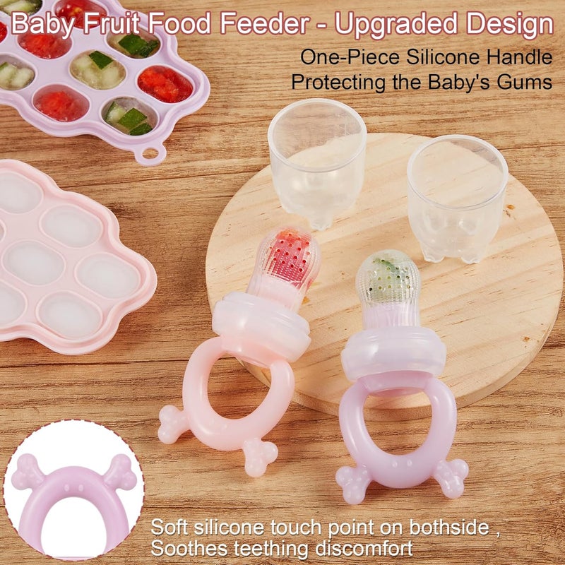 KingKam Baby Breastmilk Popsicle Molds & Baby Fruit Feeder (2 Pack), Baby Food Freezer Tray Storage Containers, Silicone Pacifier Feeder and Teether - Image 3